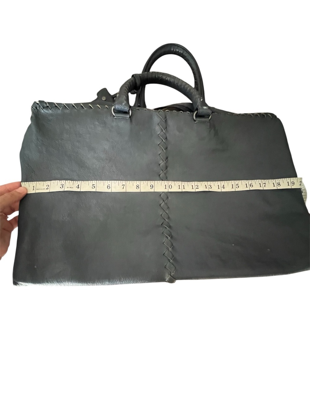 Bottega Veneta dark blue Large Brick Cervo Top Handle Bag - Picture 3 of 16